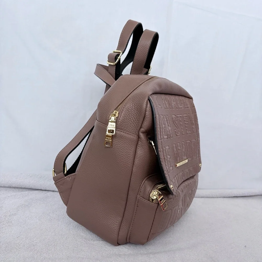 Steve Madden Faux Leather Mauve Backpack & Gold Accents Casual Women's Bag Sz M - Picture 7 of 15